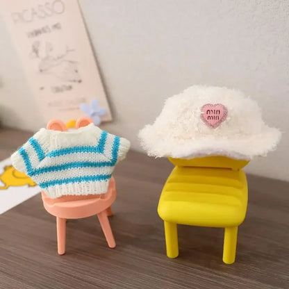 (Cloth Only)For 17CM labubu V1 V2 winter clothes decoration outfit baby clothes sweater hat for labubu clothes