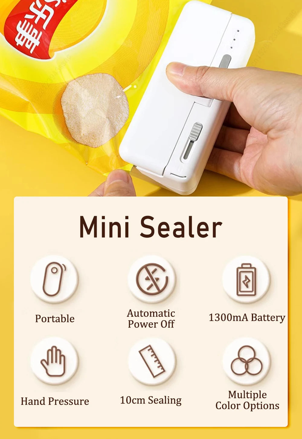 Mini Heat Bag Sealing Machine Clip Bag Handheld Food Sealer USB Rechargable Food Packaging Heat Sealer Plastic Package Sealer