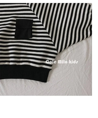 Spring Autumn Stripe Long Sleeves Sweatshirt Kids Boys' Loose Bat Sleeves Tops Girls'  Baby Boy Clothes