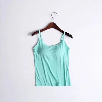 Sexy Damen Tops Solide Gepolsterter BH Spaghetti Camisole Top Damen Weste Damen Camisole mit Eingebautem BH Cami Top Weste Tank Top 2024