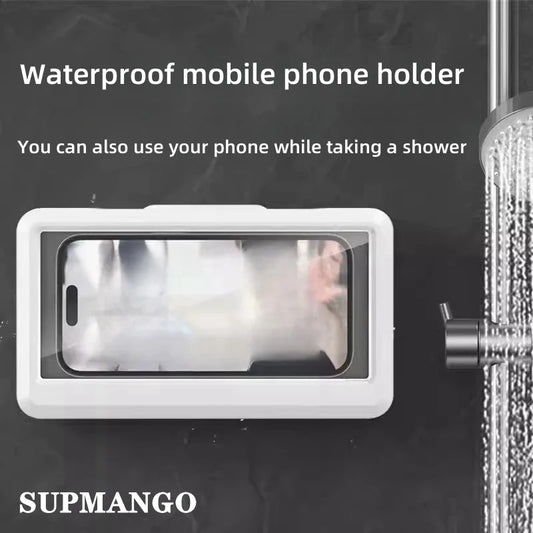 Waterproof Bathroom Wall-mounted Mobile Phone Box Protective Cover Touch Screen Mobile Phone Holder Kitchen Sealed Storage