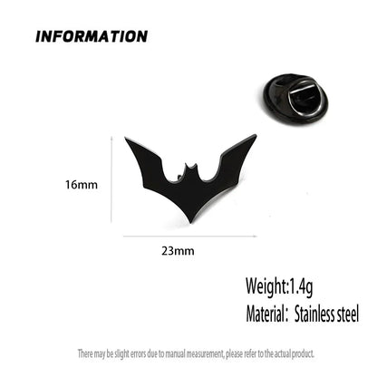 Stainless steel Bat Brooches Men Halloween Jewelry Accessory gold plated 3 colors lapel pins festival Gifts for Boyfriend