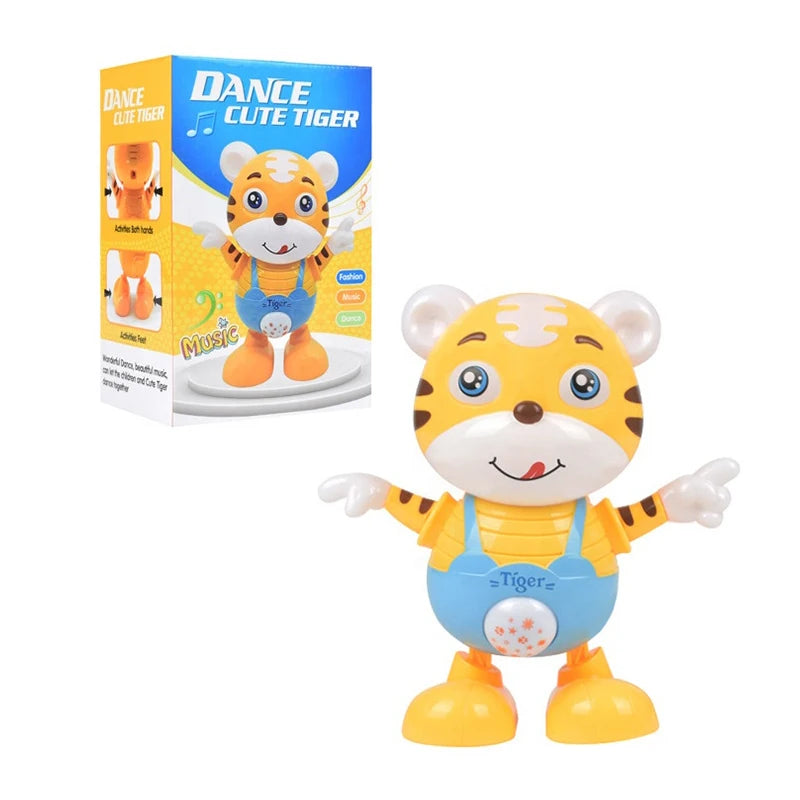 Dancing Electric Cartoon Cute Small Yellow Tiger Doll Home Decor Kid Gift Baby Early Education Musical Dance Light LED Baby Toys