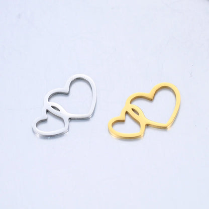 DOOYIO 5pcs/Lot Stainless Steel Double Hearts Couple Charms For Bracelet Necklace Pendant DIY Love Jewelry Making Accessories