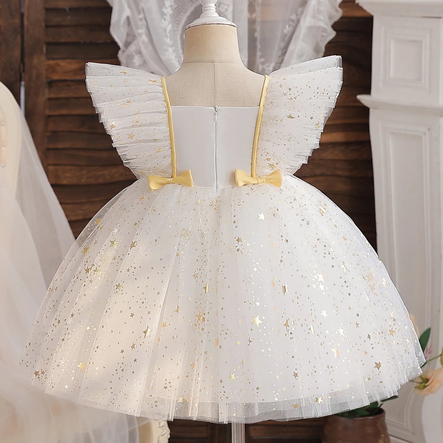 2024 Summer Dress Newborn Infant 1st Birthday Christening Clothes Princess Ruffles Sequins Weddings Party Gown Baby Girls Dress