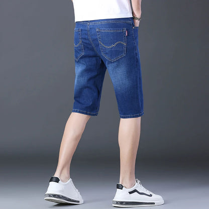 2024 Summer Men'S Thin Slim-Fit Denim Shorts Business Casual Fashion All-Match Stretch Loose Cropped Trousers Male Brand Jeans