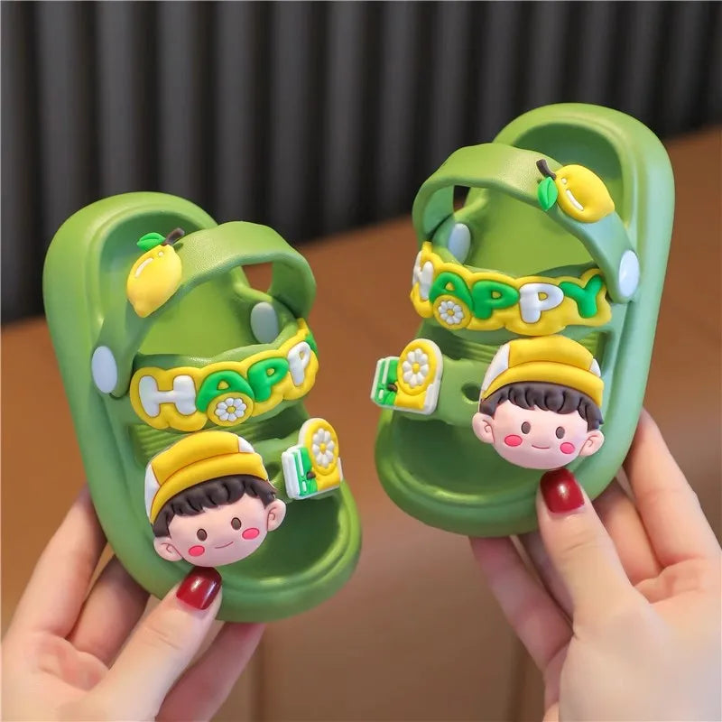 Cute Cartoon Baby Slippers for Girls, 2024 New Summer Anti-Slip Toddler Beach Shoes