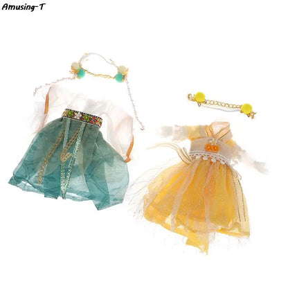 1set 16CM Chinese Style Doll Hanfu Clothing Dress Doll Ancient Costume Gown Dolls Clothes Accessories Dress Up Toys  For Girls