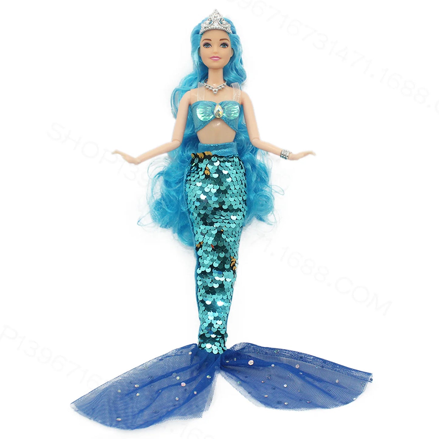 30cm Mermaid Doll 11 inch Joints Movable Doll with Sequin Fishtail Skirt Suit Girls Dress Up Toys