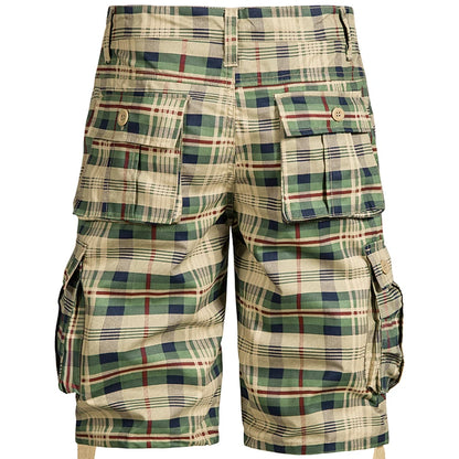 Men's Medium Pants Summer Cotton Comfortable Outdoor Sports Beach Pants Trend Plaid Shorts Loose Straight Large Size Cargo Pants