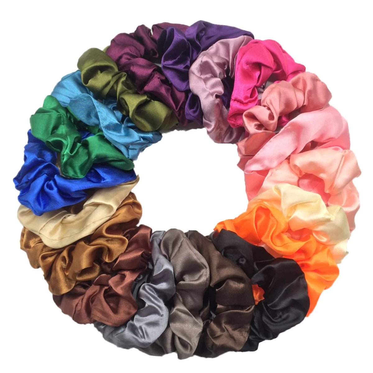 50/40/20pc Vintage Satin Scrunchies Girls Elastic Hair Bands Ponytail Holder Ties Rubber Bands Fashion Women Accessories Solid