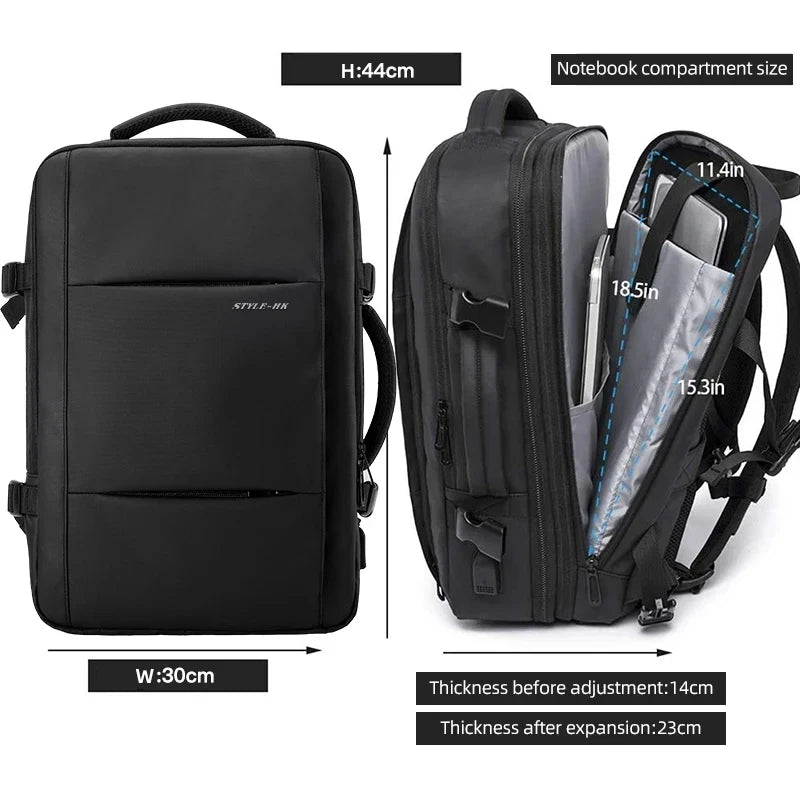 HK Business Backpack for Men Waterproof Anti-Theft 15.6” Laptop Backpack Casual Large Capacity Expandable Travel Bag Short Trip