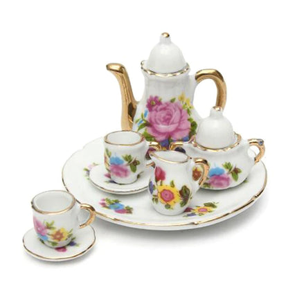 8Pcs 1:12 Dollhouse Miniature Dining Ware Porcelain Tea Set Dish Cup Plate