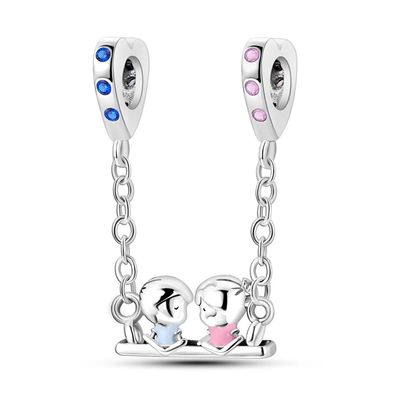 2025 925 Sterling Silver Charms Beads Love Heart Pink Original Charm Pendant Fit Charm Bracelets DIY Jewelry Birthday Gift Women