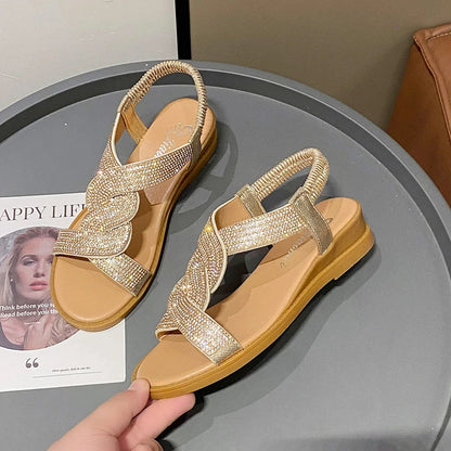 Sandals Women 2025 New Summer Wedge Heel Soft Sole Elevated Casual Roman Sandals Small Womens Shoes Sandalias Mujer Sandal Q322