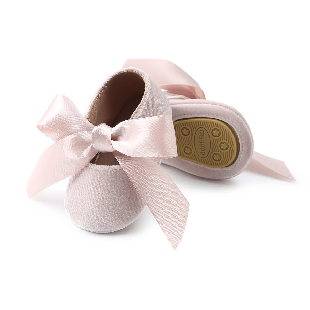 Meckior Baby Girl Shoes Princess Ballet Slippers Non-slip Flat Soft-sole Cotton Rubber Crib Butterfly-knot Infant First Walkers