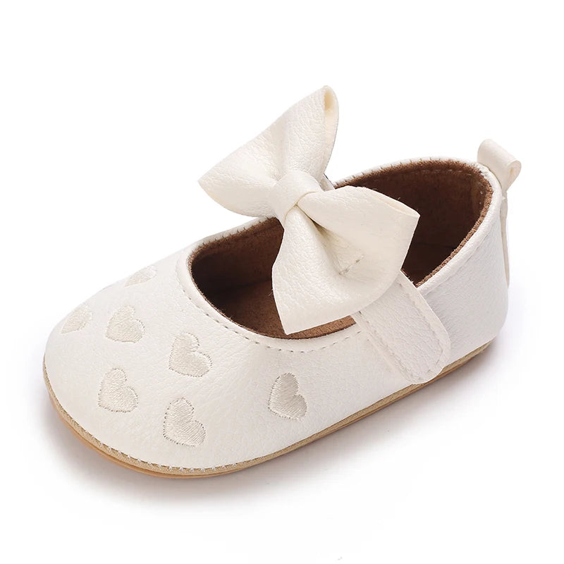 HAIZHIW 0-18 Months Cute White Lace Baby Girl Princess shoes Baby Shoes Bow Fringe Rubber Soled Non-slip Footwear Crib Shoes