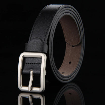 Children's Leather Pin Buckle Belt Fashion Simple Casual Versatile Jeans Boys Girls Students Black Belts Clothing Accessories