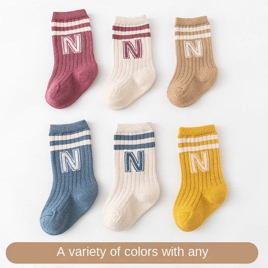 Newborn Baby Socks Cute Babies Stuff Boys Letter Short Sock Kids Girls Children Boneless Tube Long Socks Cotton Infant Clothing