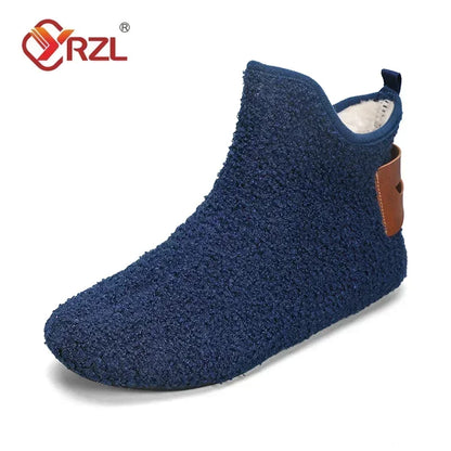 YRZL Winter Cotton Shoes Men High Top Warm Slip on Lightweight Slippers Men Plush Indoor Cotton Boots Men Winter Warm Shoes