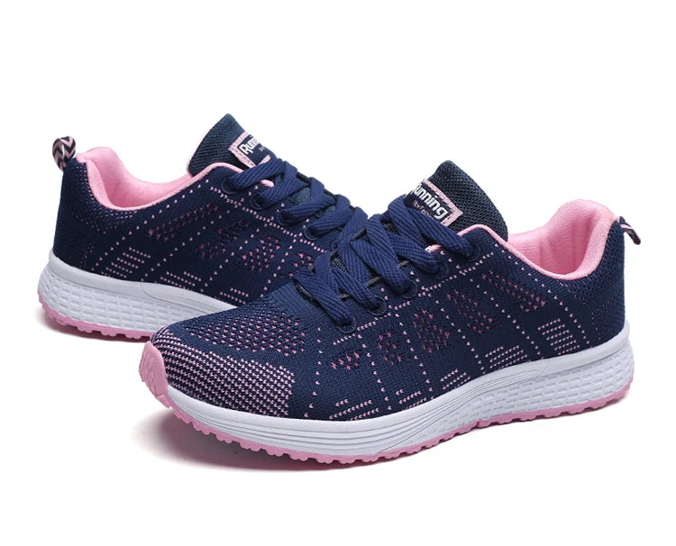 New Sneakers For Women Breathable Fashion Trainers Plus Size Women Sneakers Mesh Fabric Lace Up Women Shoes Female Footwear