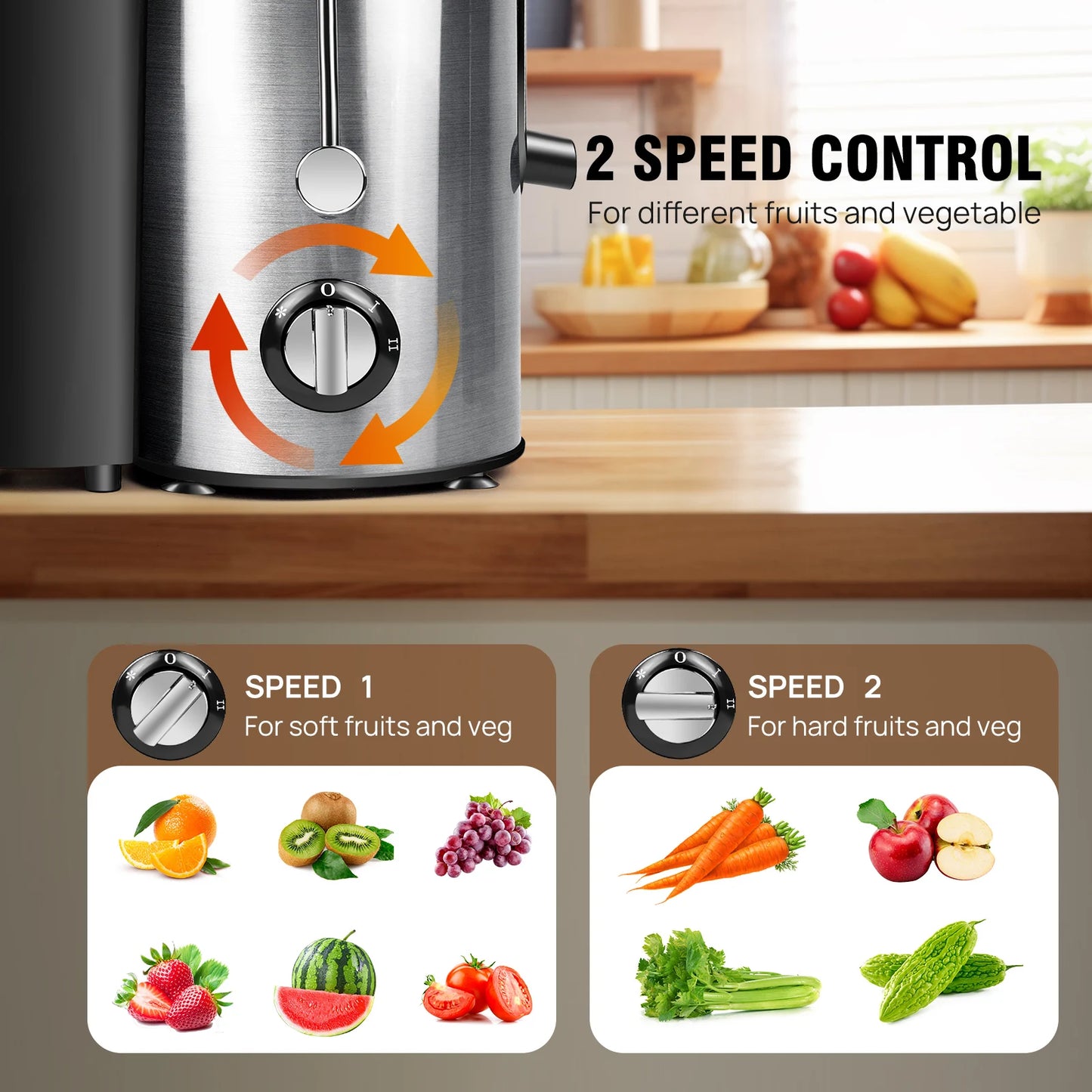 DayPlus Juicer Machines Centrifugal Juicer Extractor Max Power 1000W, Wide Mouth Feed Chute for Fruit and Vegetables, 400W Motor