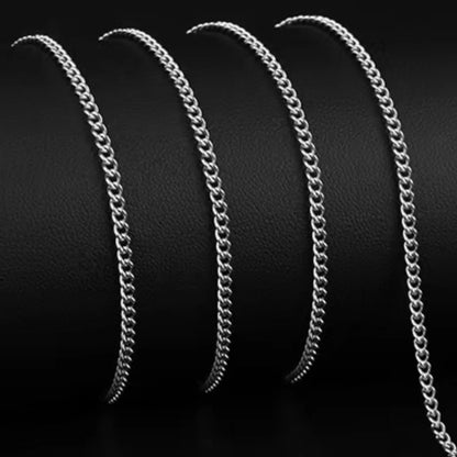 3mm Men's Cuban Chain Necklace Simple Stainless Steel Necklace Fashion Titanium Steel Jewelry Trend Accessories Gift