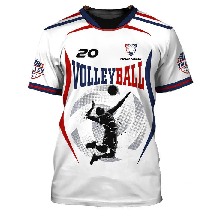 New volleyball uniform personalized customization name unisex 3D print men's T-shirt fashion shirt athlete quick drying clothes