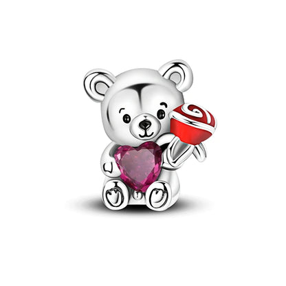 2025 925 Sterling Silver Charms Beads Love Heart Pink Original Charm Pendant Fit Charm Bracelets DIY Jewelry Birthday Gift Women