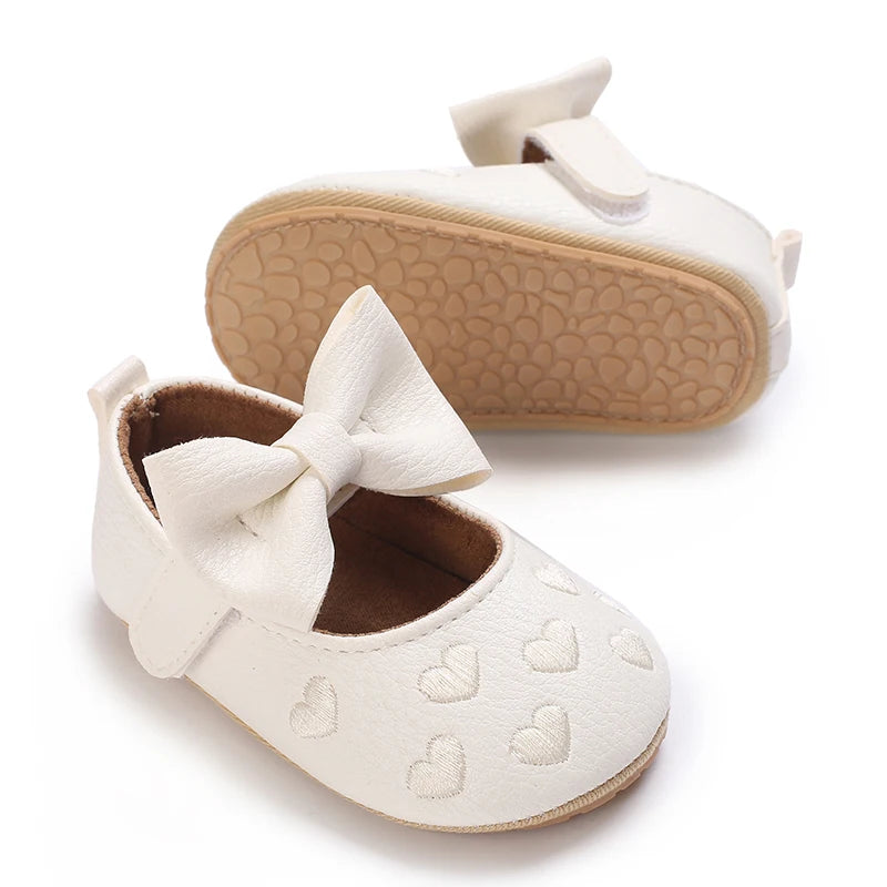 HAIZHIW 0-18 Months Cute White Lace Baby Girl Princess shoes Baby Shoes Bow Fringe Rubber Soled Non-slip Footwear Crib Shoes