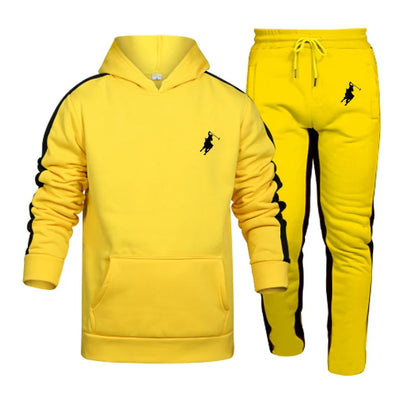 2024 Hot Sale Mens Tracksuit Hooded Sweatshirts and Jogger Pants 2 Piece Gym Outfits Autumn Winter Casual Sports Hoodie Set POLO