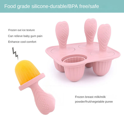 5PCS Baby Fruit and Vegetable Teether BPA Free Silicone Hand Ring Food Supplement Squeezing Rabbit Shape Bite Feeding Tableware