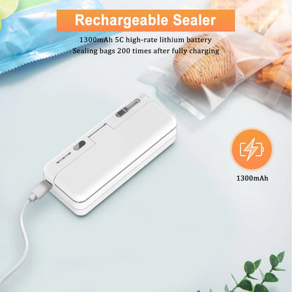 Mini Heat Bag Sealing Machine Clip Bag Handheld Food Sealer USB Rechargable Food Packaging Heat Sealer Plastic Package Sealer