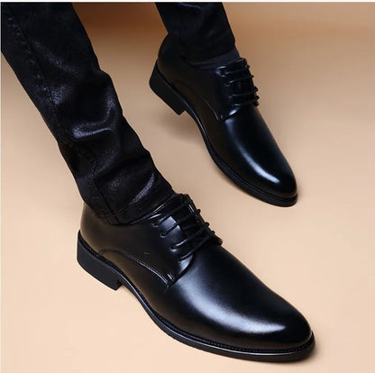 Men Wedding Leather Business Men's Dress Pointed Casual Youth British Style Inner Heightening Spring 2024 New Arrivals Shoes