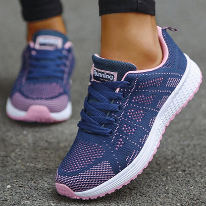 New Sneakers For Women Breathable Fashion Trainers Plus Size Women Sneakers Mesh Fabric Lace Up Women Shoes Female Footwear