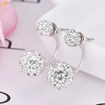 925 Sterling Silver New Shambhala Jewelry Crsytal Ball U Stud Earrings For Women Fashion XY0235