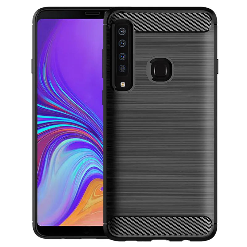 Shockproof Carbon Fiber Case for Samsung Galaxy A9 2018 Brushed Texture Rubber Silicone Case for galaxy a9 2018 Phone Cover