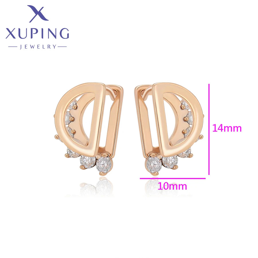 Xuping Jewelry New Arrival Round Promotion Gold Color Huggies Earrings for Women Girl Party Gift S00075729