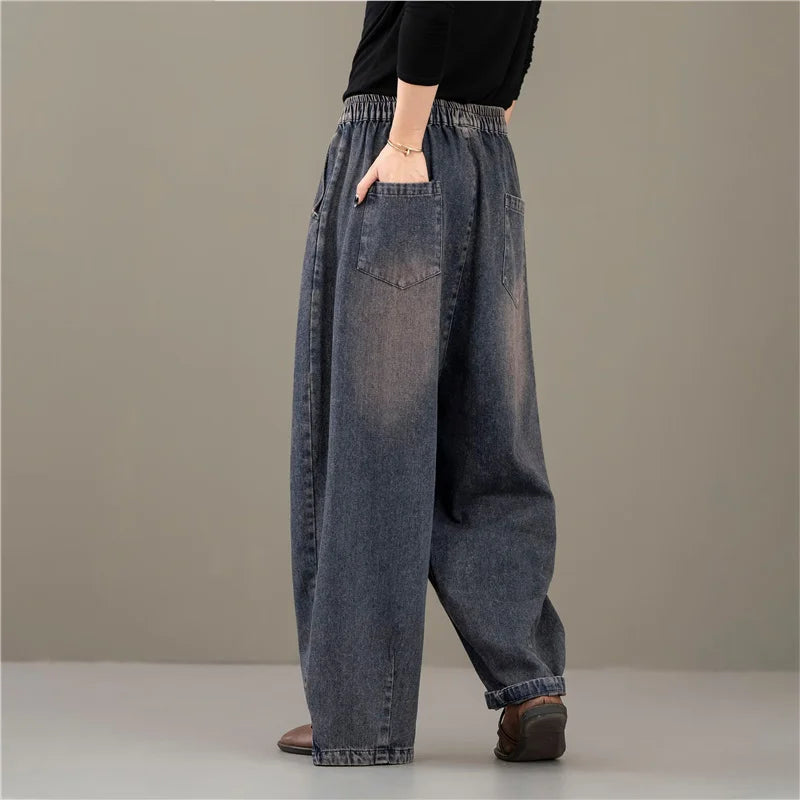 Max LuLu Design 2024 Autumn Womens Classic Loose Denim Pants Vintage Fashion Jeans Ladies Classic Harem Trousers Punk Streetwear