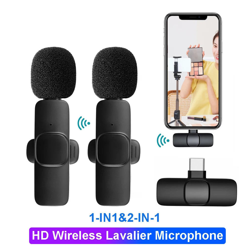 Wireless Lavalier Microphone Live Broadcast Game Mic Noise Cancelling Audio Video Recording Mini Mic for iPhone Android Xiaomi