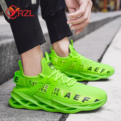 YRZL Men Shoes Breathable Fashion Mesh Running Shoes Man High Quality Comfortable Light Tennis Baskets Athletic Sneakers for Men