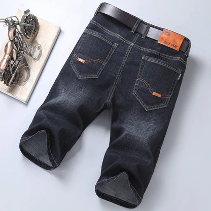 2024 Summer Men'S Thin Slim-Fit Denim Shorts Business Casual Fashion All-Match Stretch Loose Cropped Trousers Male Brand Jeans