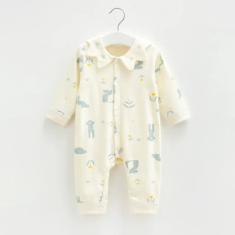 Baby Bodysuit Pure Cotton Boneless Pajamas Newborn Baby Romper Lovely Foreignly Cute Long Sleeve Bodysuit Autumn