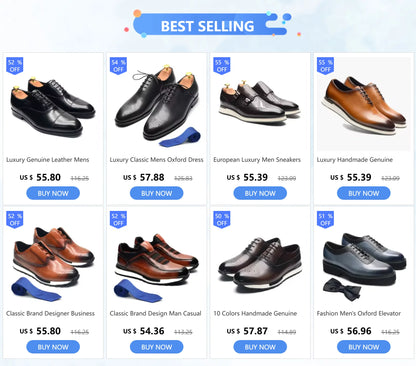 Fashion Men's Oxford Elevator Shoes Genuine Leather Round Toe Height Increasing Business Office Casual Dress Sneakers for Men