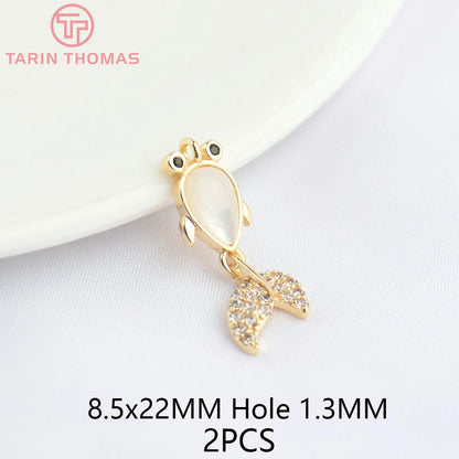 (129) 12x23MM 24K Gold Color Plated Brass Fish Charms Pendants High Quality Jewelry Accessories