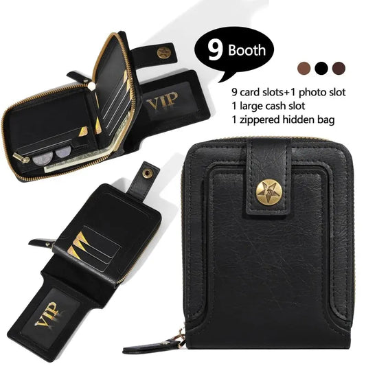 Men's Fashionable Tree Pattern Zipper Buckle, Credit Card Card Holder, Zipper Coin Storage Zipper Button Closure Business Walle