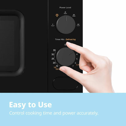 COMFEE 700W 20L Black Microwave Oven With Compact Design, 5 Cooking Power Levels, Quick Defrost Function, Kitchen Manual Timer