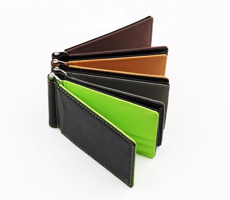 New Solid Color Men Wallet Small Short Skin Wallets Purses PU Leather Money Clips Sollid Thin Wallet  Men Purses 4 Colors