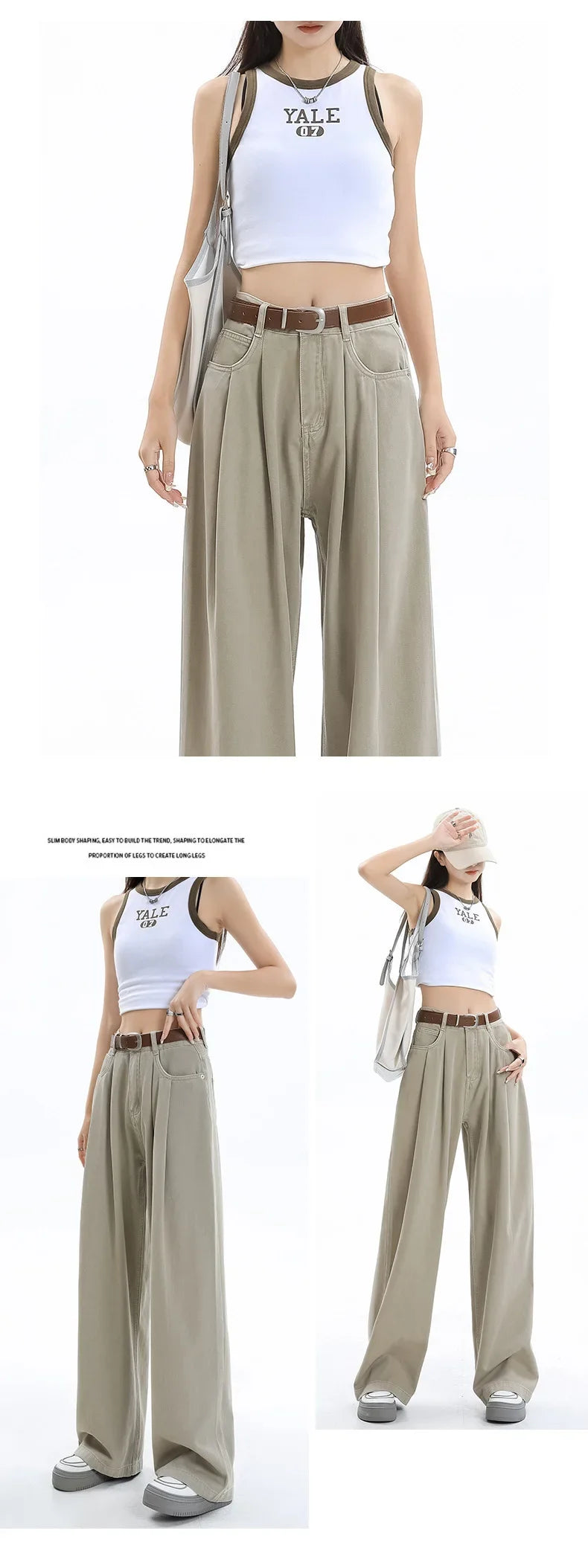 High-waisted To Cover The Crotch and Belly, Slim and Drapey, Loose and Versatile Trousers Retro Wide-leg Jeans for Women