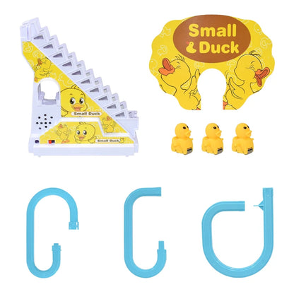 Kids Electric Small Duck Climbing Stairs Toy DIY Rail Racing Track Music Roller Coaster Duck Toy For Baby Kids Gift